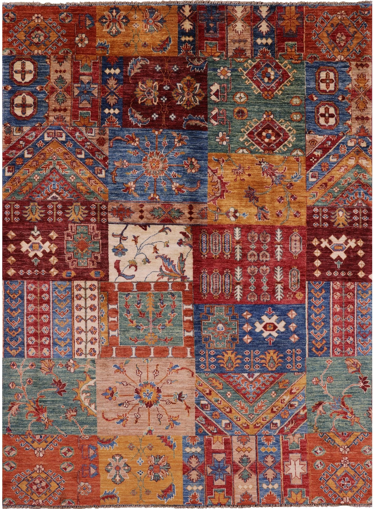 Super Kazak Hand Knotted Wool Rug - 5' 7" X 7' 7" - Golden Nile