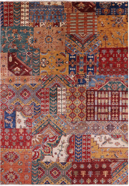 Super Kazak Handmade Wool Rug - 5' 7" X 8' 1" - Golden Nile