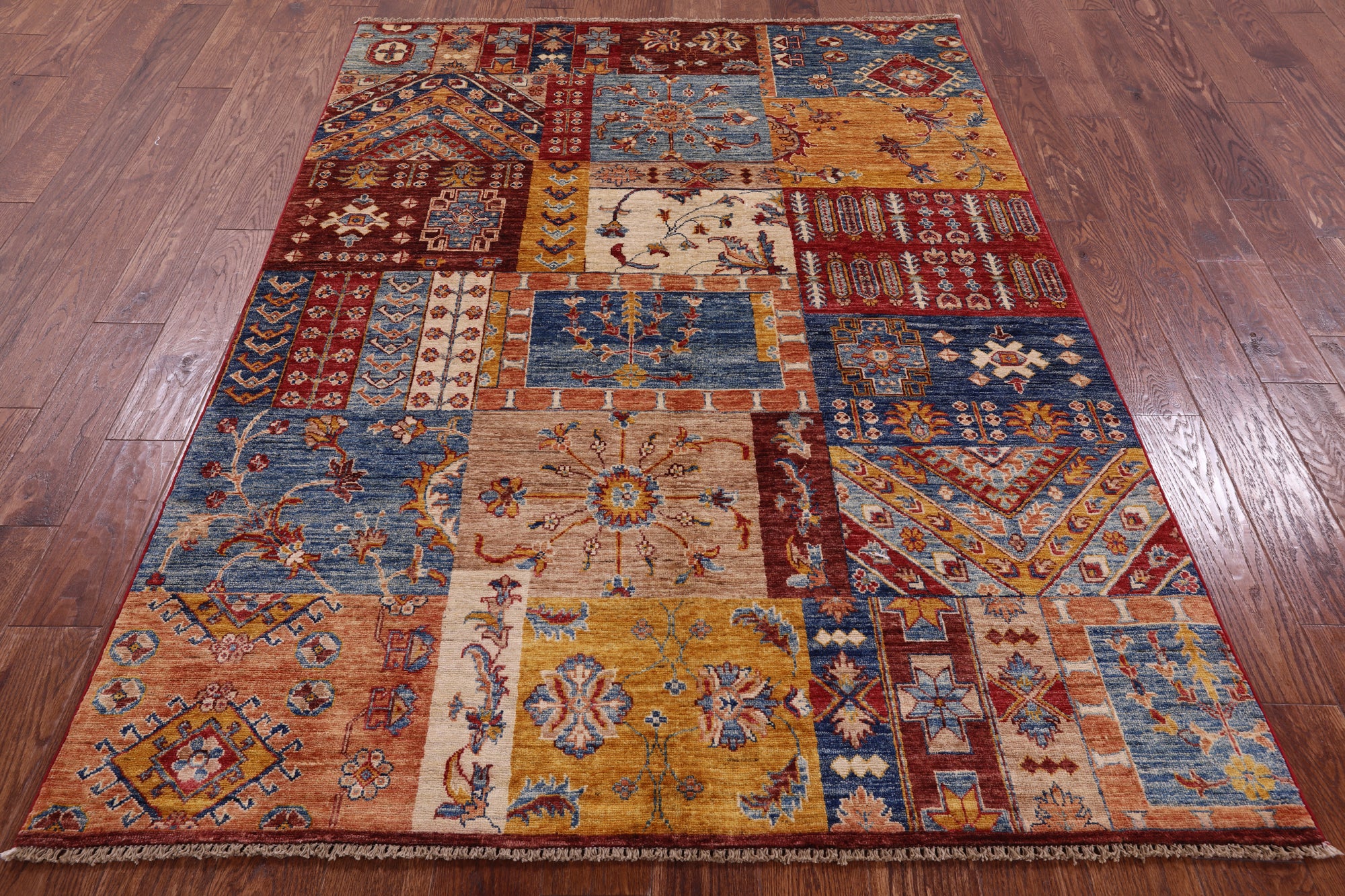 Super Kazak Hand Knotted Wool Rug - 5' 0" X 6' 11" - Golden Nile