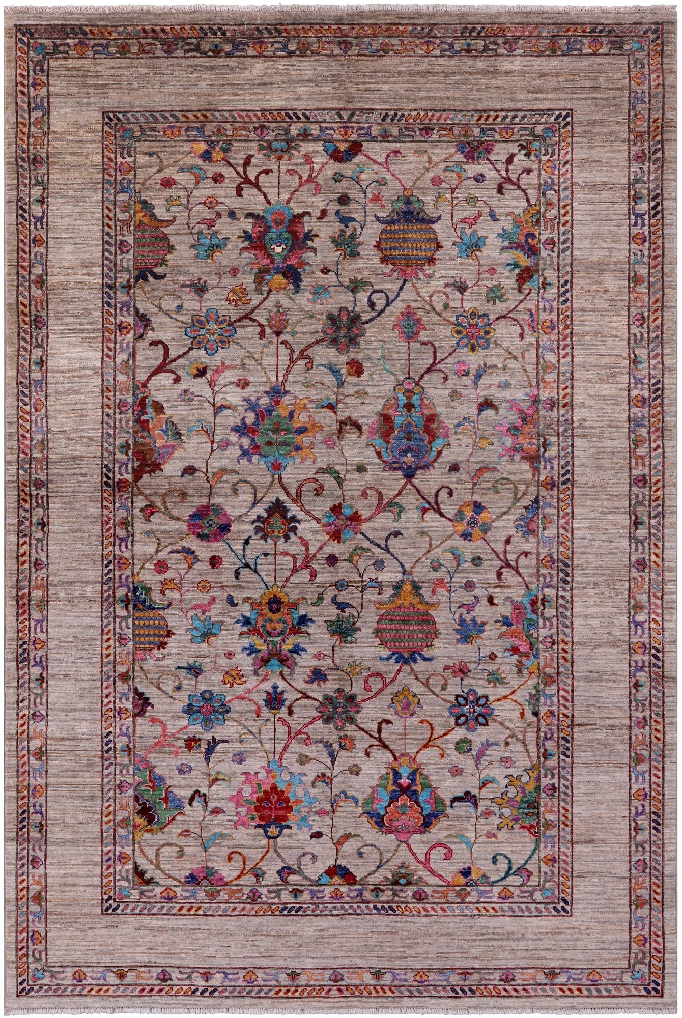 Peshawar Hand Knotted Wool Rug - 5' 6" X 8' 3" - Golden Nile