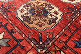 Red Turkmen Ersari Hand Knotted Wool Rug - 5' 8" X 7' 6" - Golden Nile