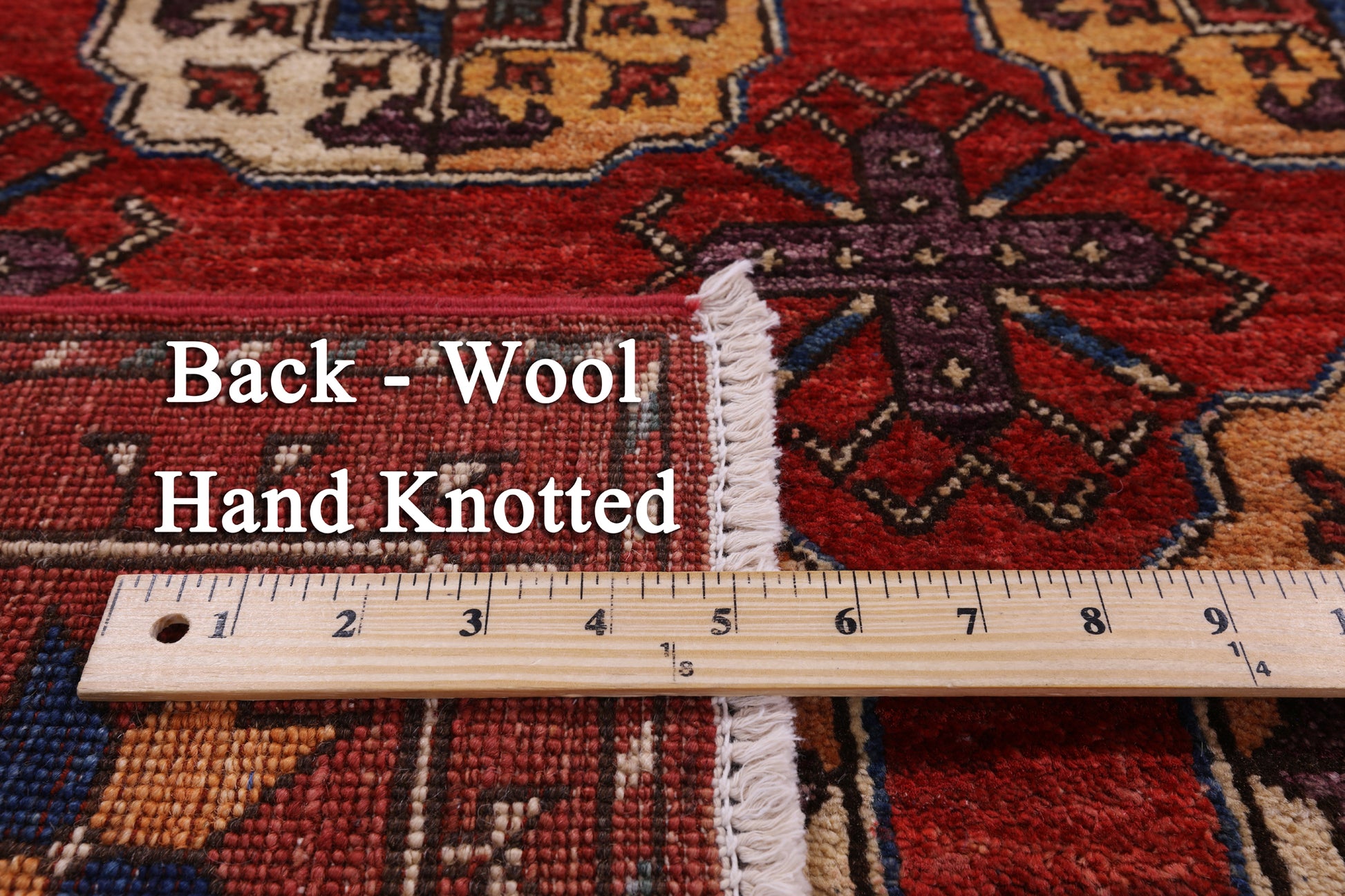 Red Turkmen Ersari Hand Knotted Wool Rug - 5' 8" X 7' 6" - Golden Nile