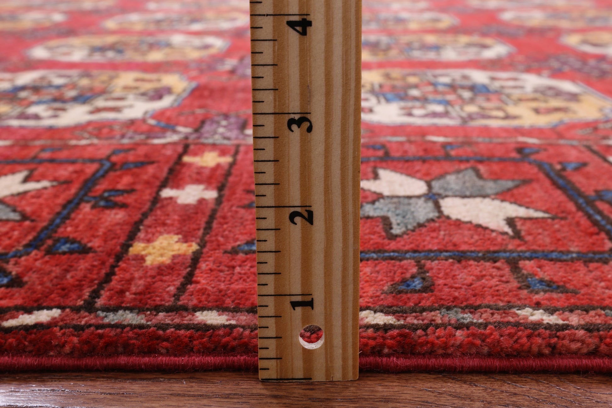 Red Turkmen Ersari Hand Knotted Wool Rug - 5' 8" X 7' 6" - Golden Nile