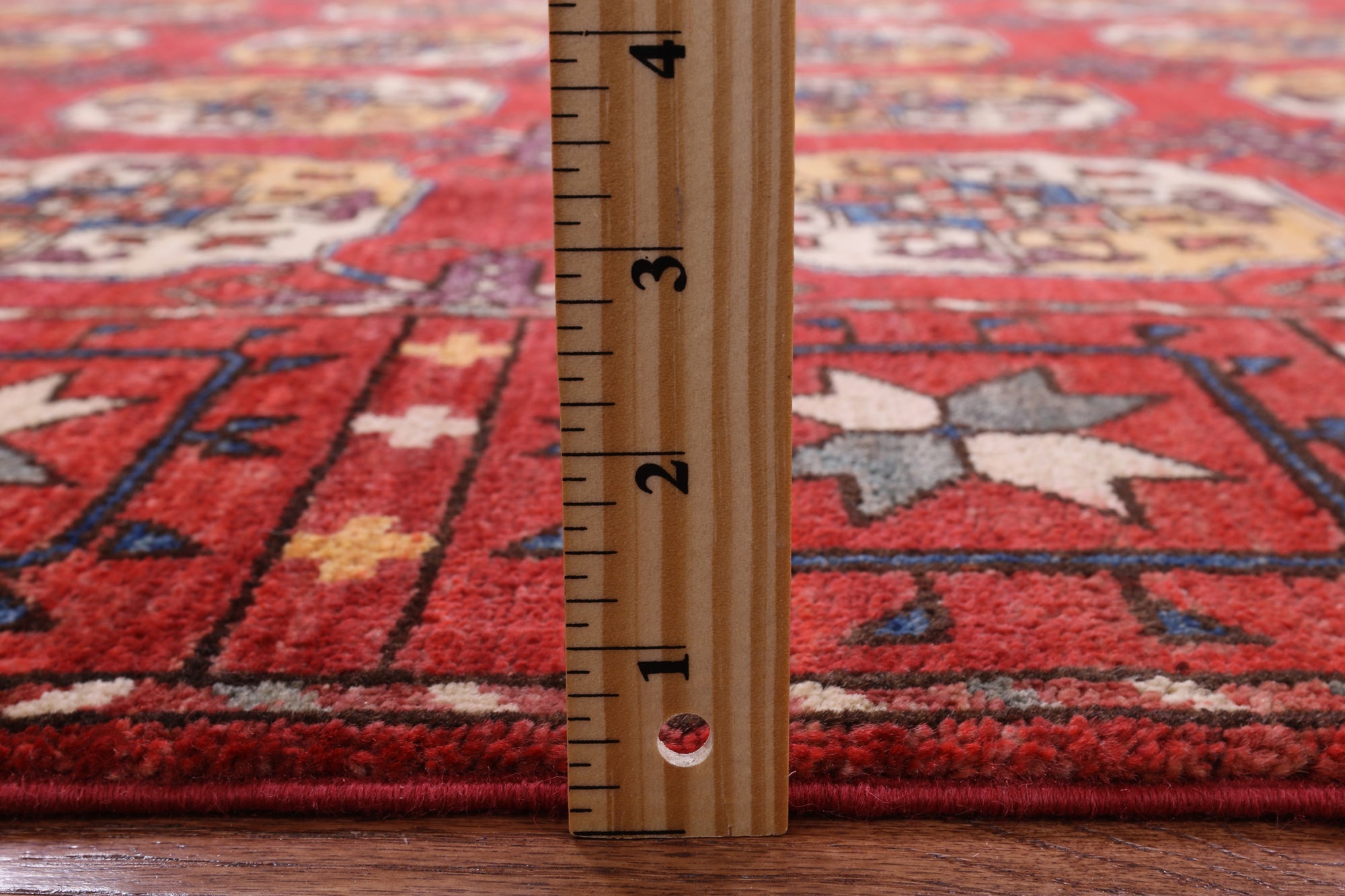 Red Turkmen Ersari Hand Knotted Wool Rug - 5' 8" X 7' 6" - Golden Nile
