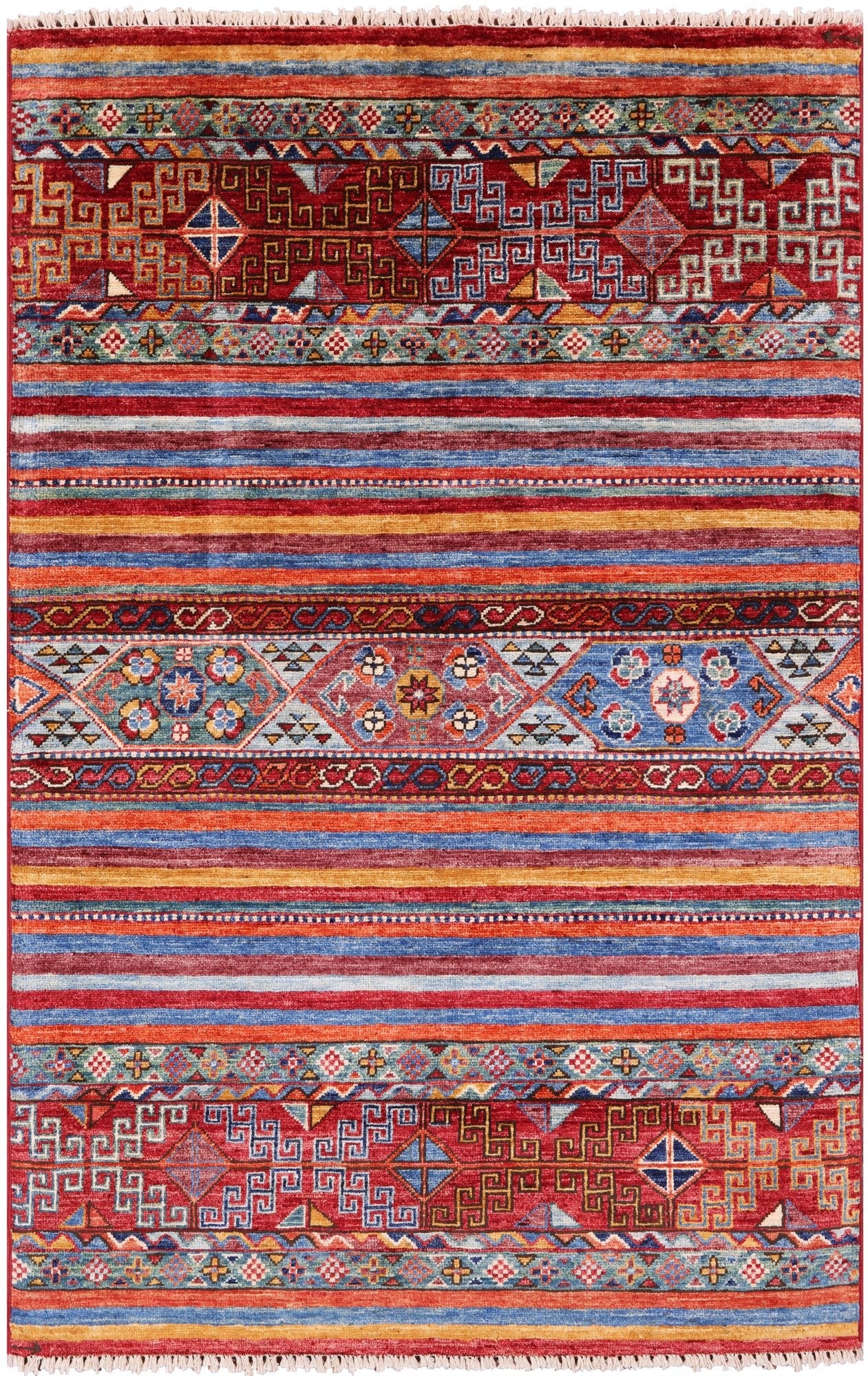 Khorjin Persian Gabbeh Handmade Wool Rug - 3' 2" X 4' 11" - Golden Nile