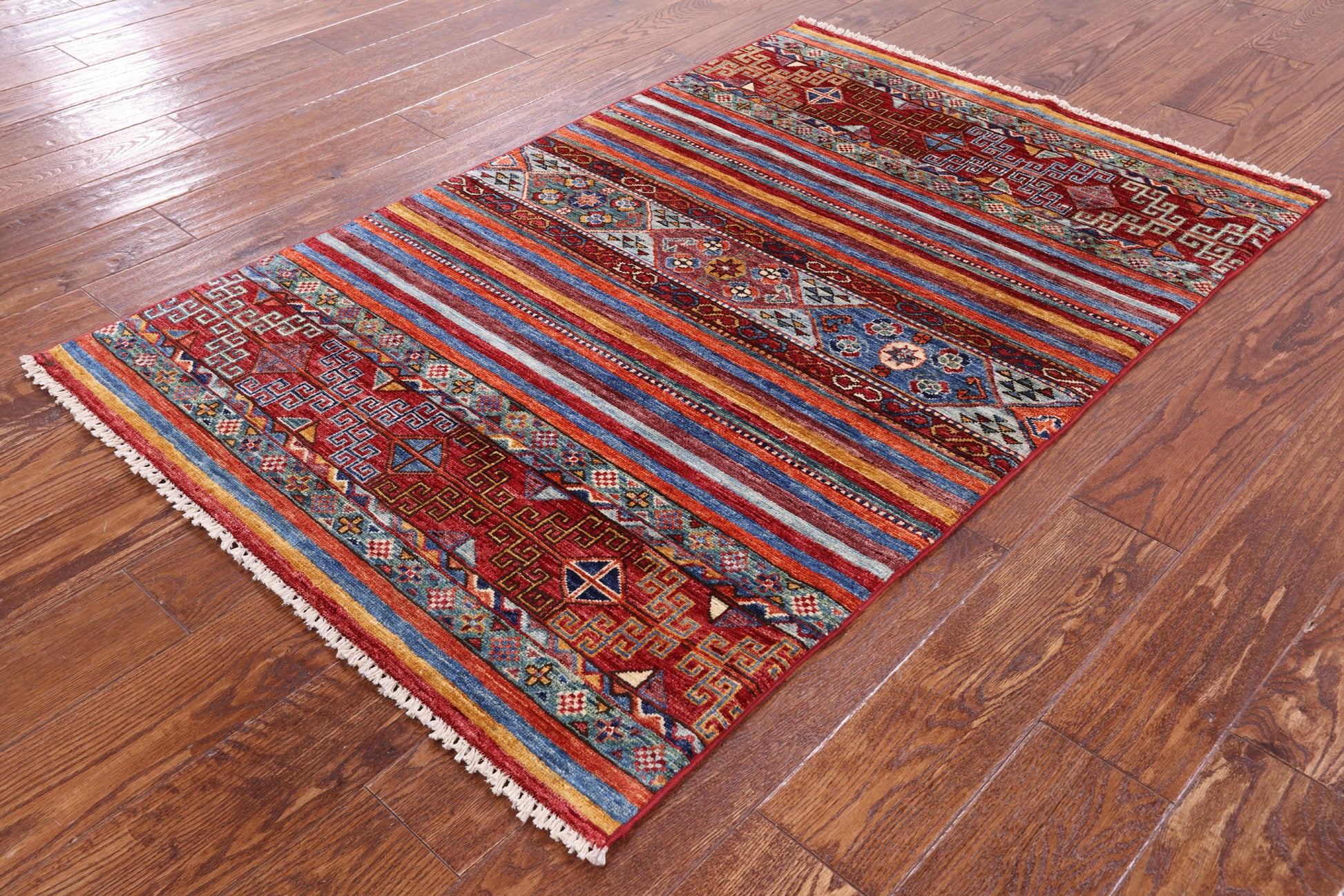 Khorjin Persian Gabbeh Handmade Wool Rug - 3' 2" X 4' 11" - Golden Nile