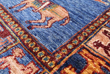 Antiqued Pazyryk Historical Design Handmade Wool Rug - 3' 4" X 5' 3" - Golden Nile