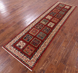 Red Persian Handmade Wool Runner Rug - 2' 8" X 9' 7" - Golden Nile