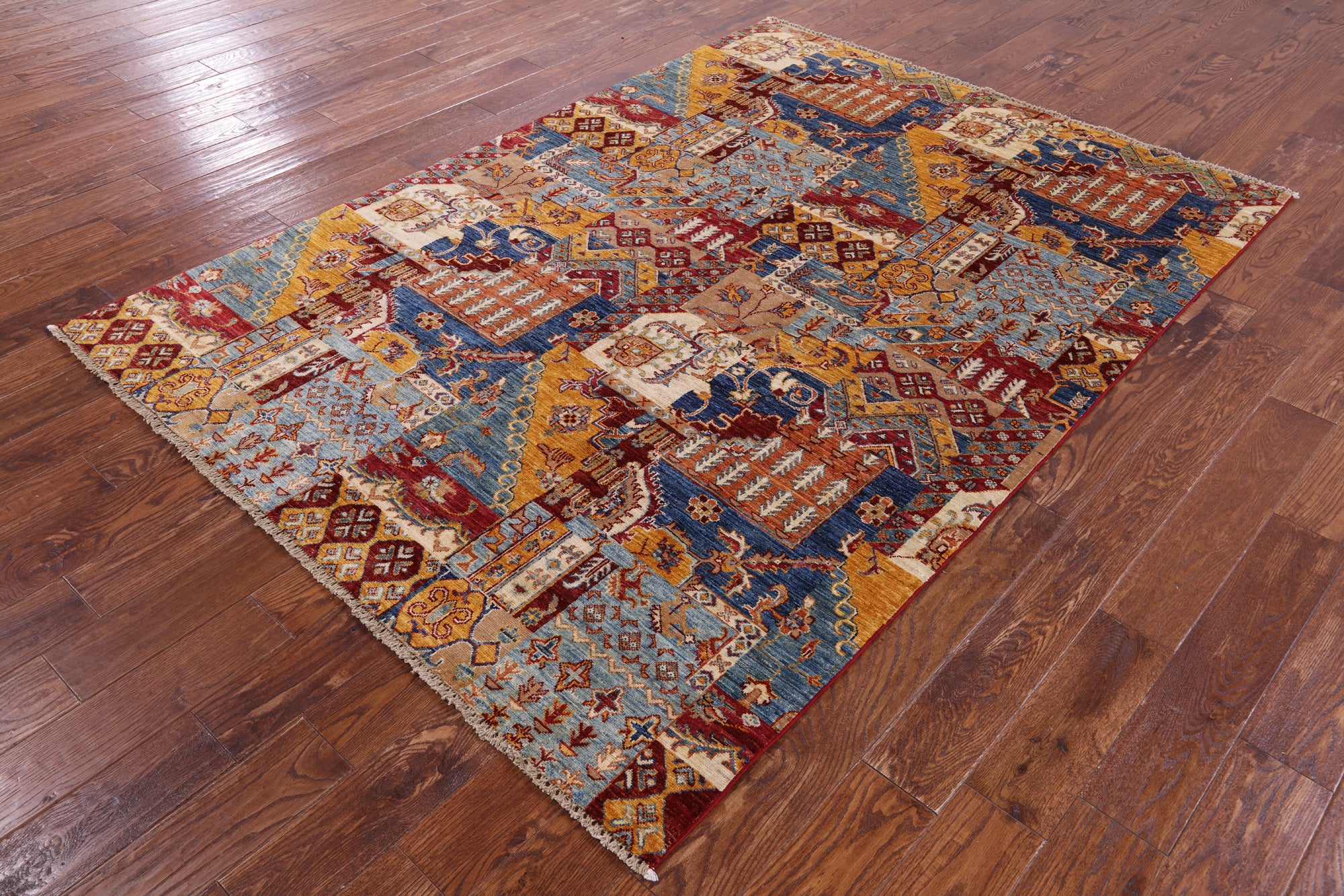 Super Kazak Hand Knotted Wool Rug - 5' 7" X 7' 9" - Golden Nile