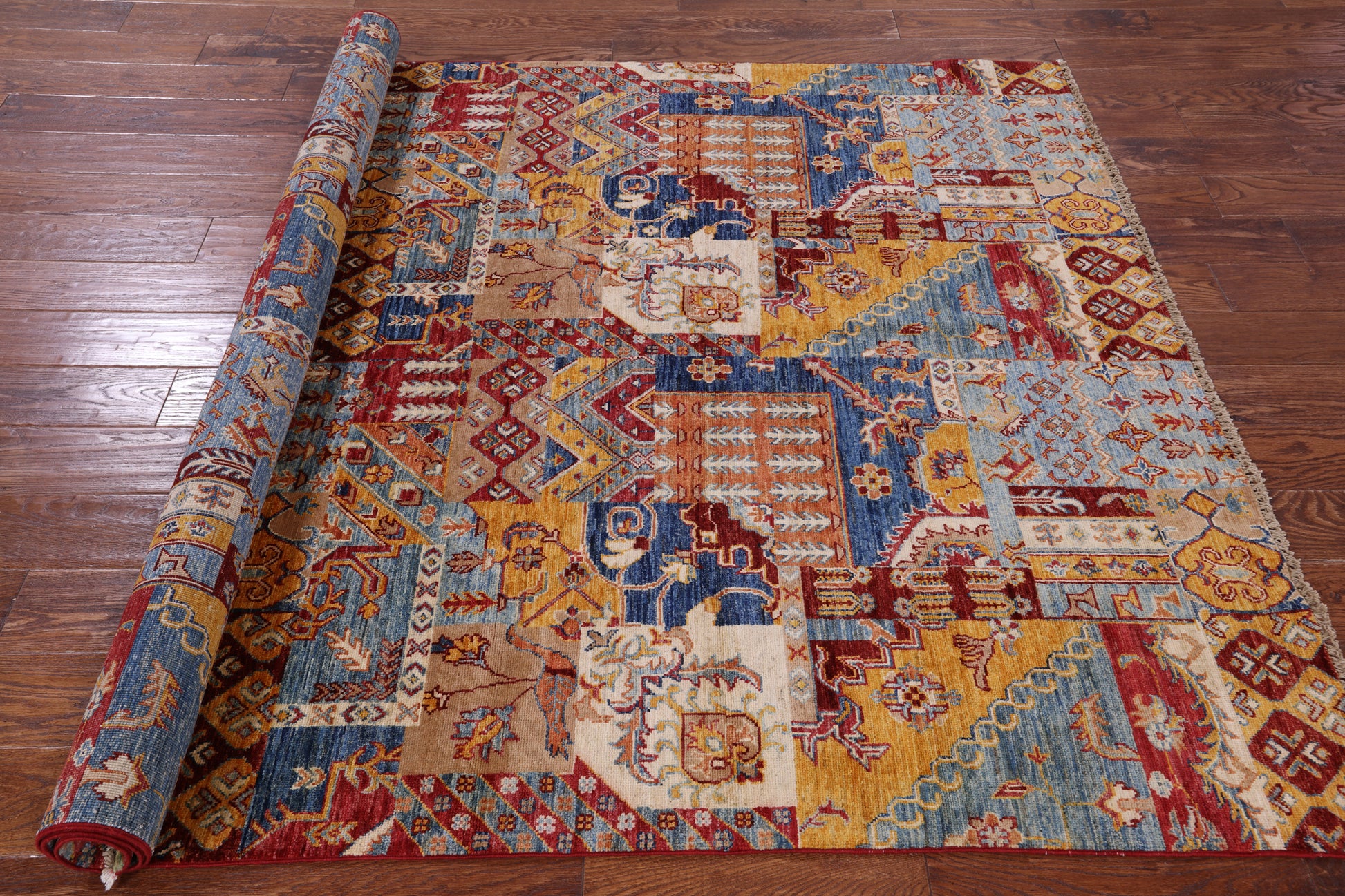 Super Kazak Hand Knotted Wool Rug - 5' 7" X 7' 9" - Golden Nile