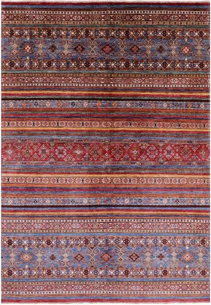 Khorjin Persian Gabbeh Handmade Wool Rug - 6' 8" X 9' 9" - Golden Nile