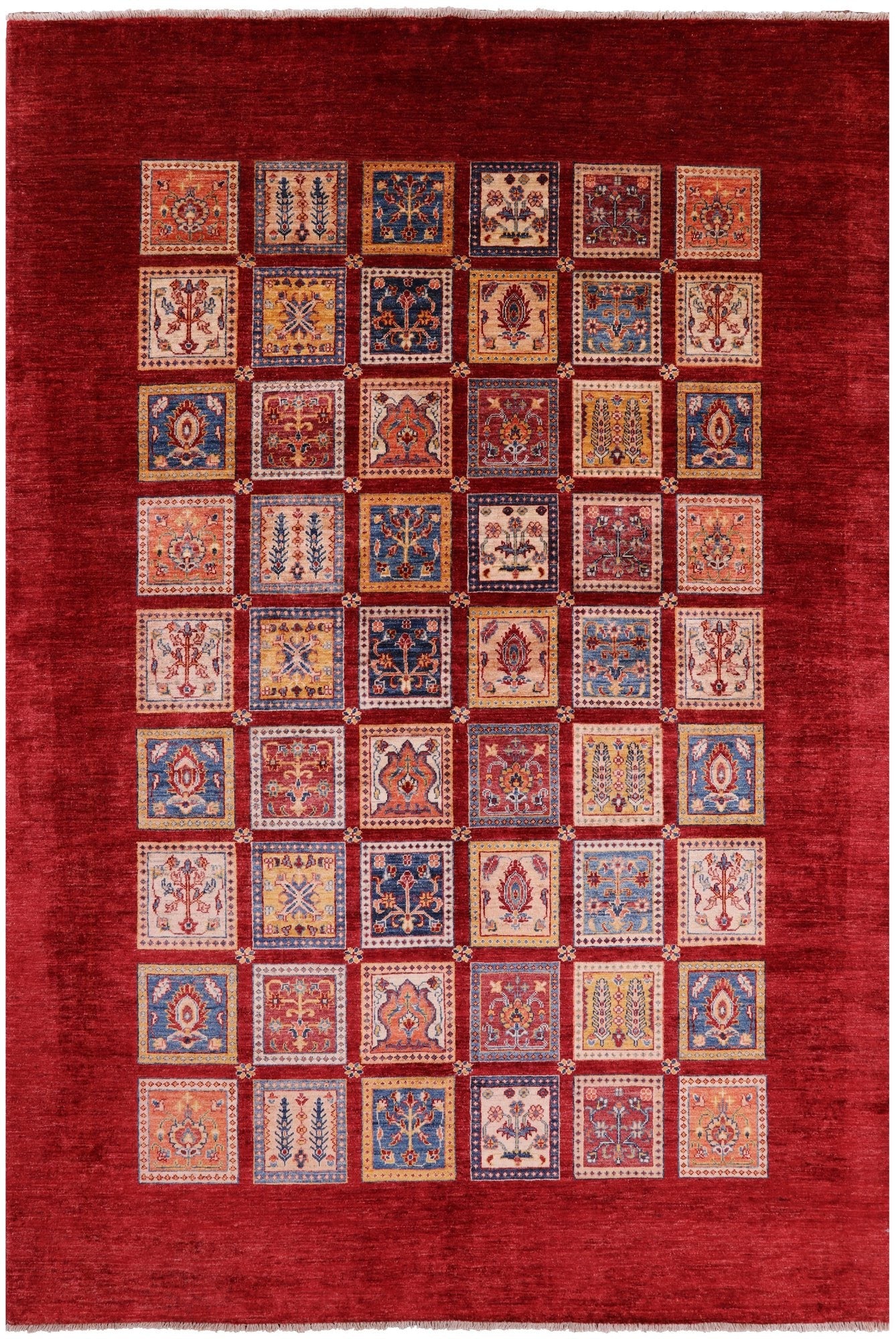 Red Garden Design Persian Hand Knotted Wool Rug - 6' 9" X 10' 1" - Golden Nile