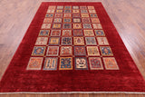 Red Garden Design Persian Hand Knotted Wool Rug - 6' 9" X 10' 1" - Golden Nile