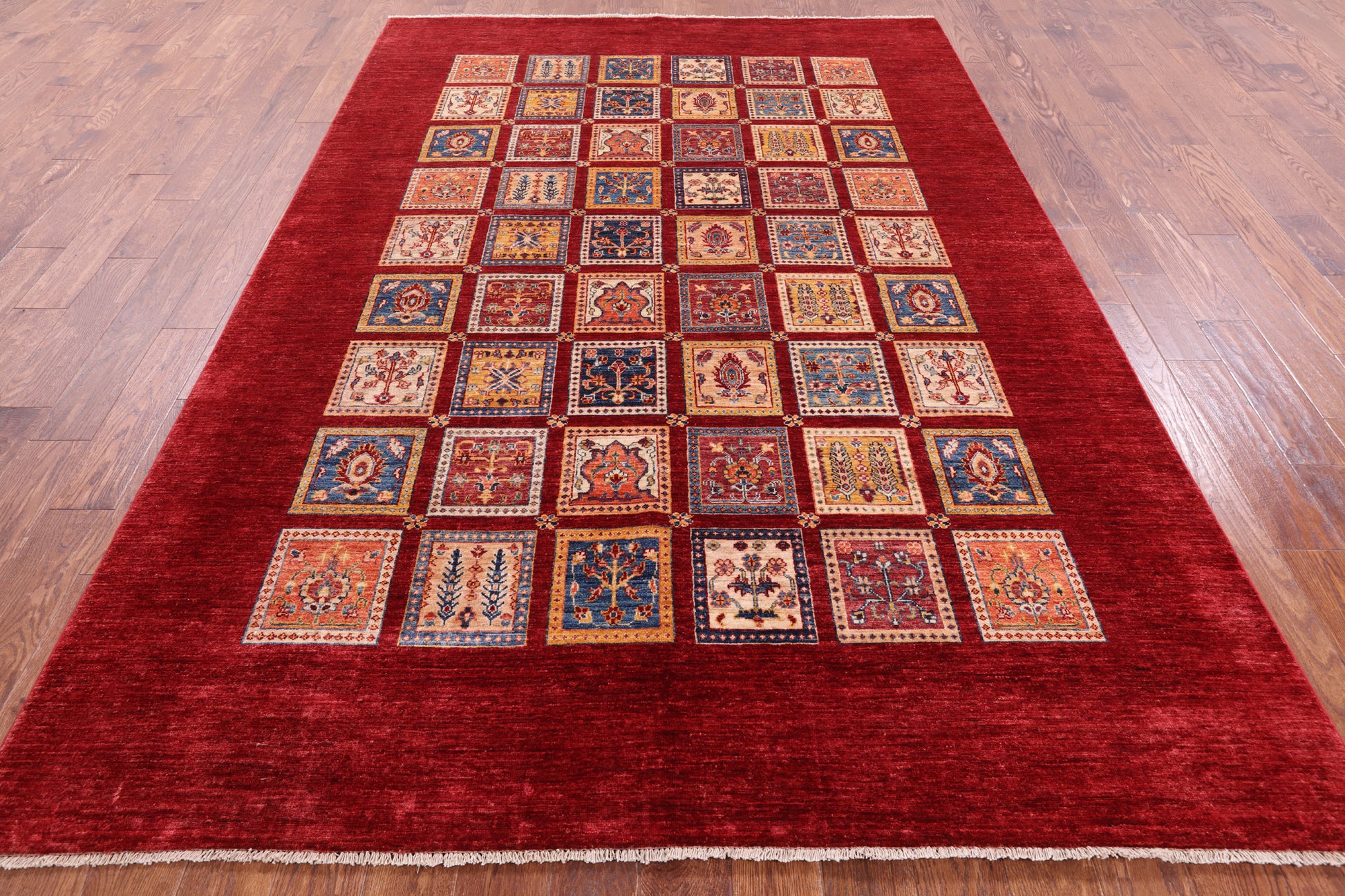 Red Garden Design Persian Hand Knotted Wool Rug - 6' 9" X 10' 1" - Golden Nile