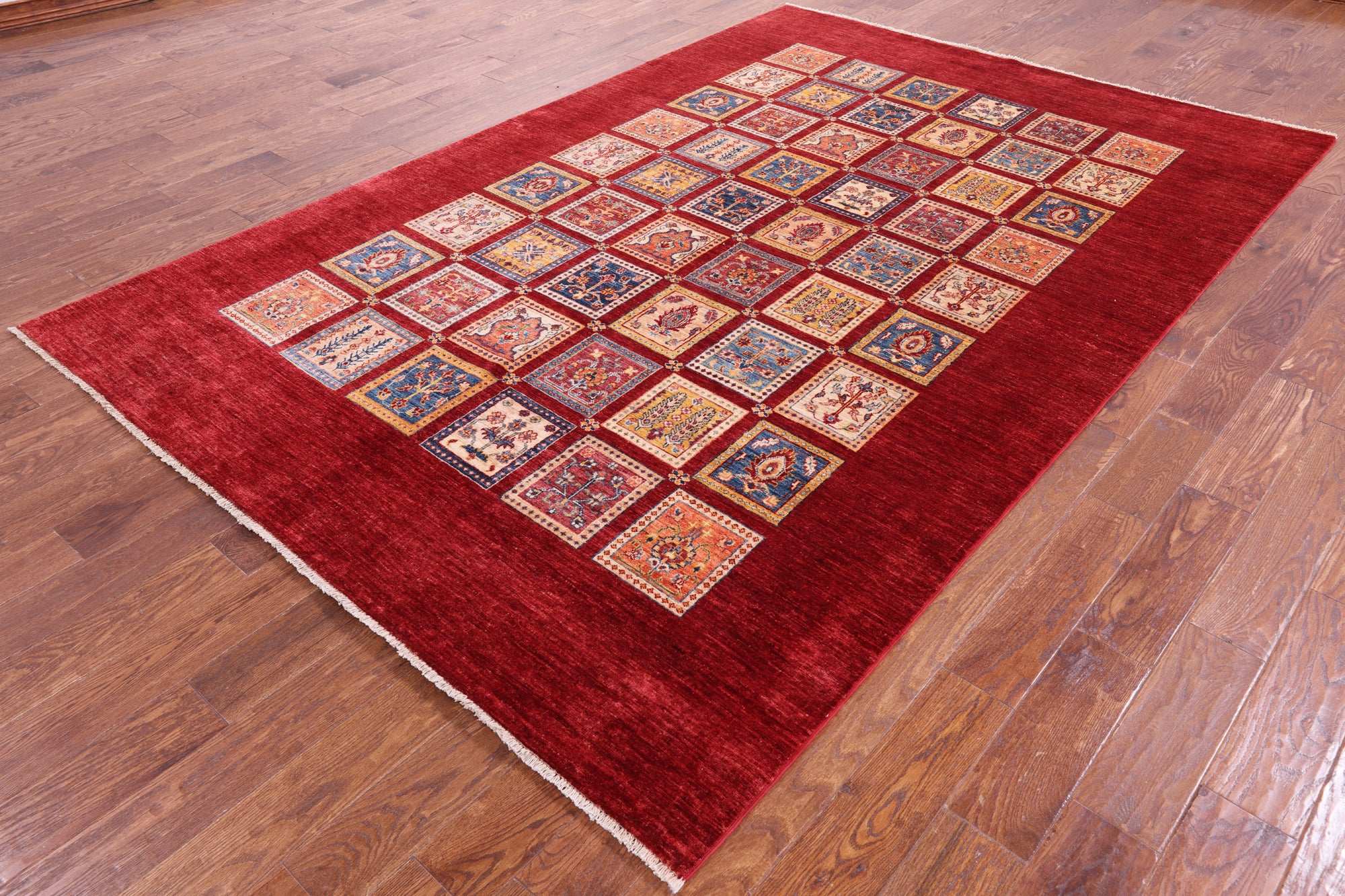 Red Garden Design Persian Hand Knotted Wool Rug - 6' 9" X 10' 1" - Golden Nile