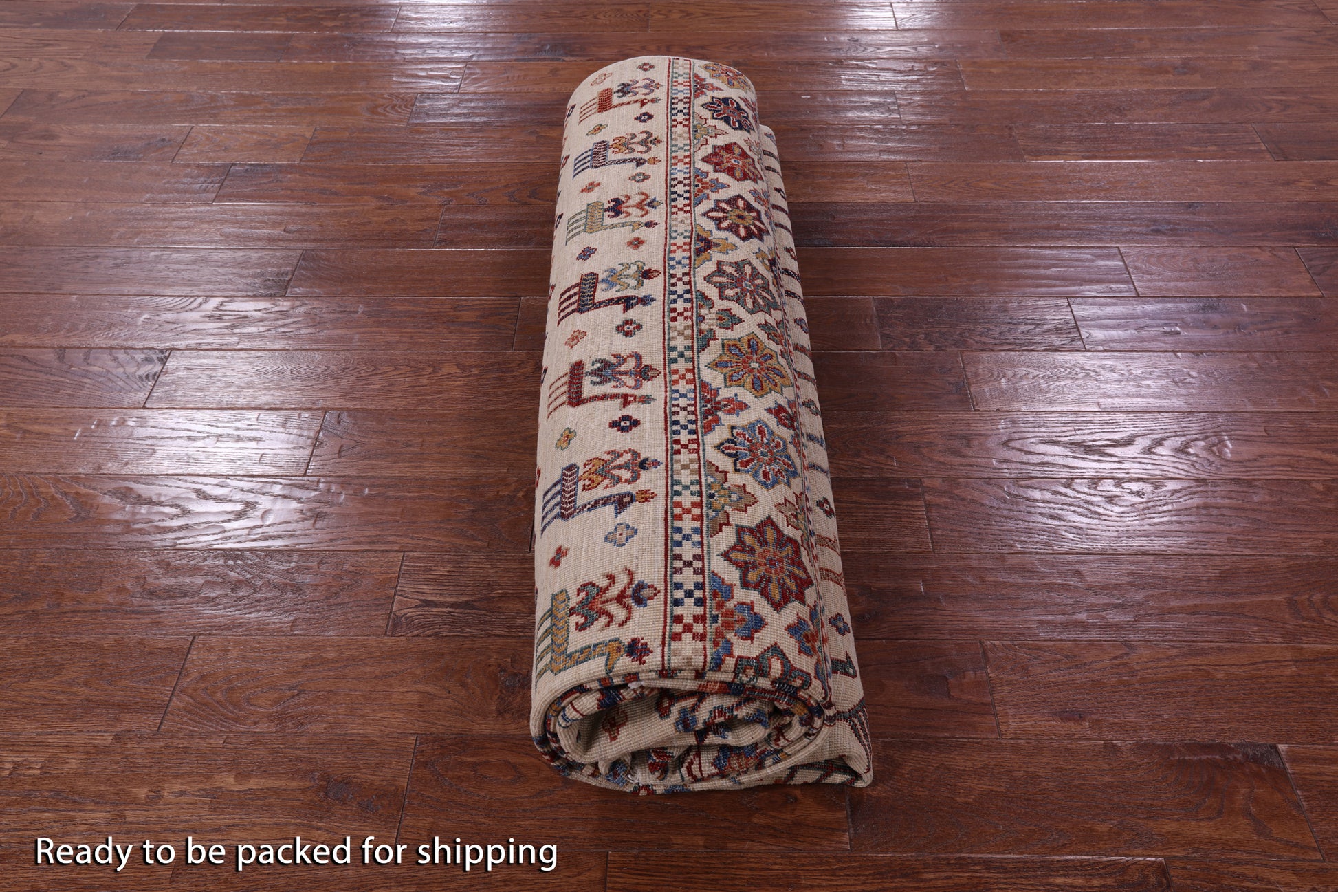 Ivory Tribal Persian Gabbeh Hand Knotted Wool Rug - 8' 1" X 11' 3" - Golden Nile