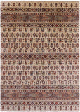 Ivory Tribal Persian Gabbeh Hand Knotted Wool Rug - 8' 1" X 11' 3" - Golden Nile