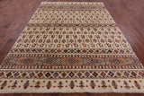 Ivory Tribal Persian Gabbeh Hand Knotted Wool Rug - 8' 1" X 11' 3" - Golden Nile