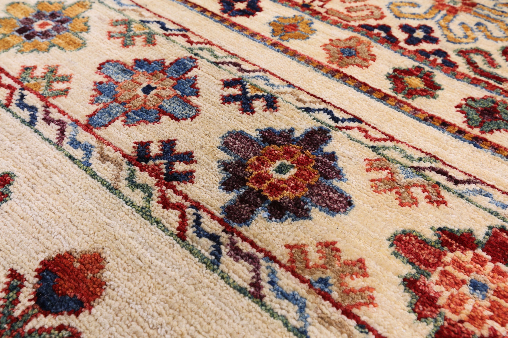 Ivory Tribal Persian Gabbeh Hand Knotted Wool Rug - 8' 1" X 11' 3" - Golden Nile