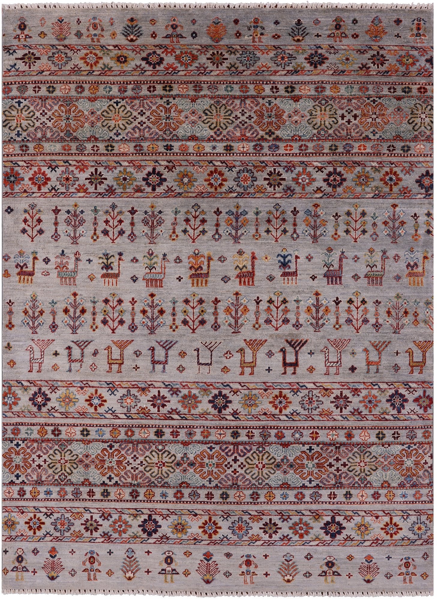 Tribal Persian Gabbeh Hand Knotted Wool Rug - 5' 0" X 6' 9" - Golden Nile