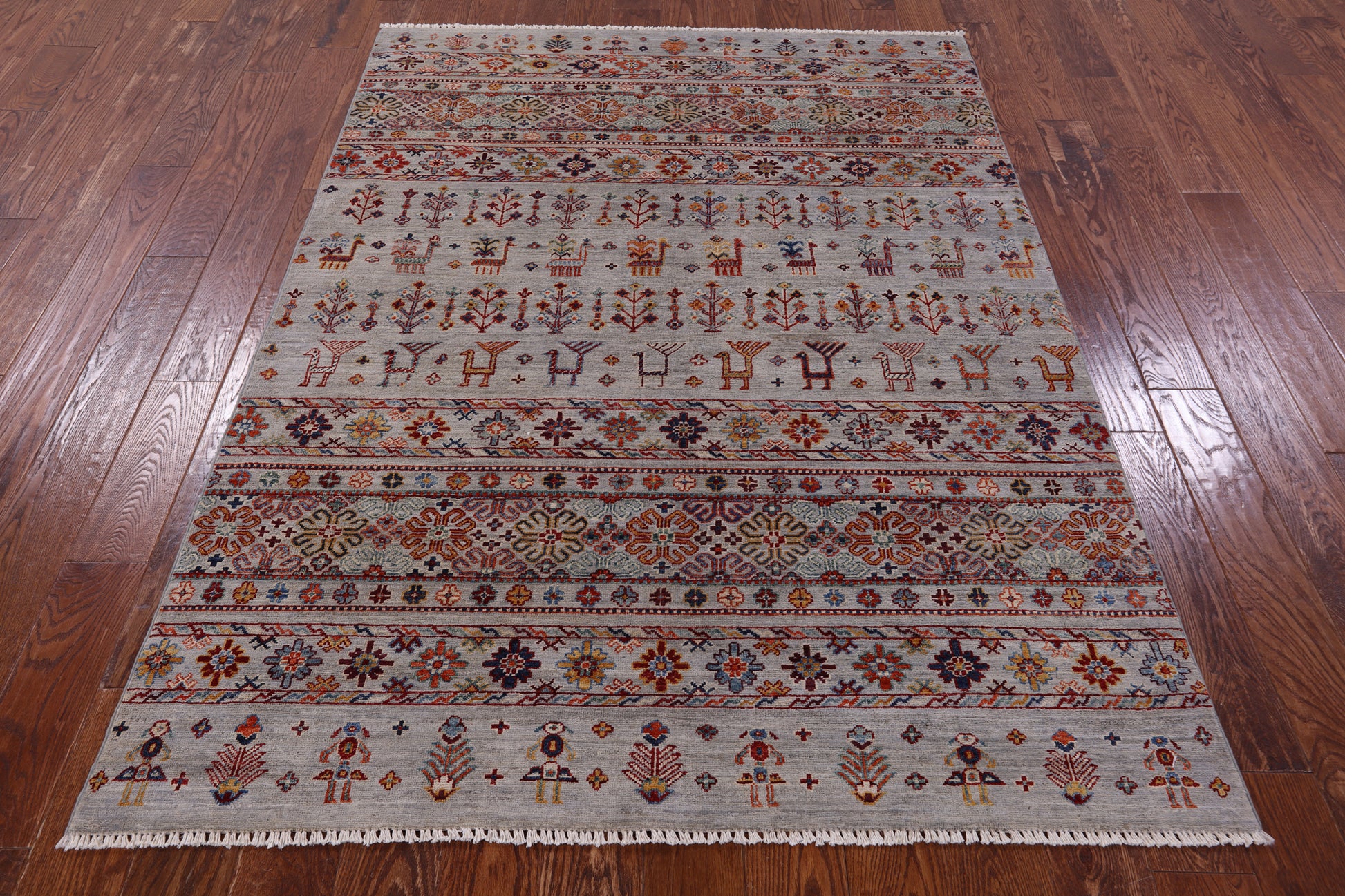 Tribal Persian Gabbeh Hand Knotted Wool Rug - 5' 0" X 6' 9" - Golden Nile