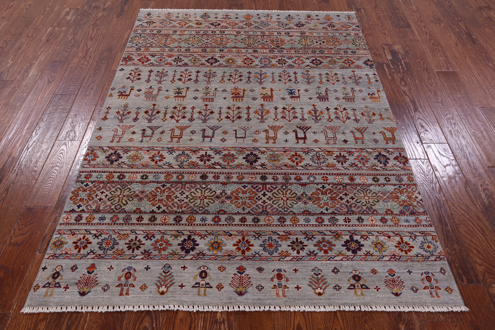 Tribal Persian Gabbeh Hand Knotted Wool Rug - 5' 0" X 6' 9" - Golden Nile