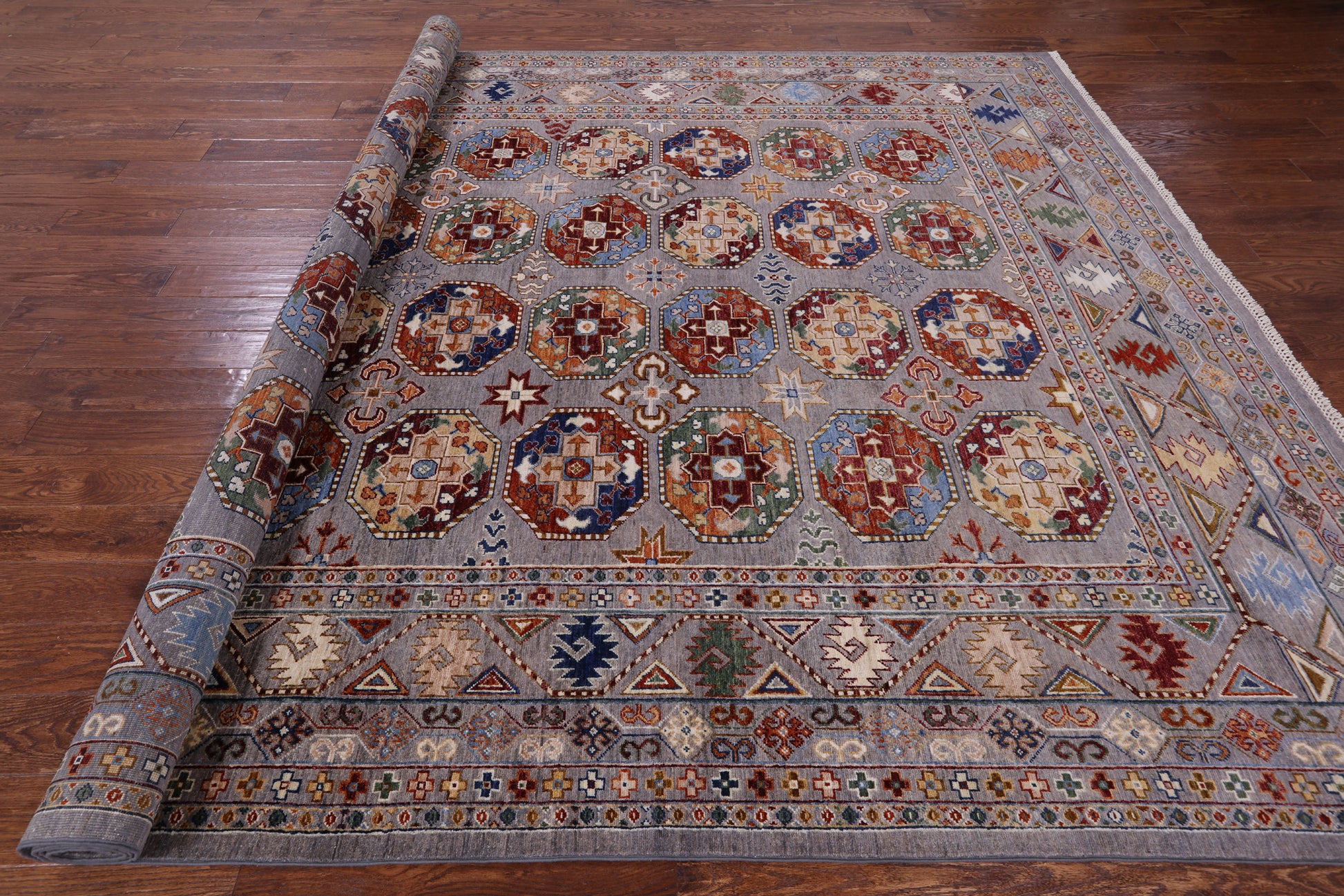 Turkmen Ersari Hand Knotted Wool Rug - 8' 9" X 11' 8" - Golden Nile