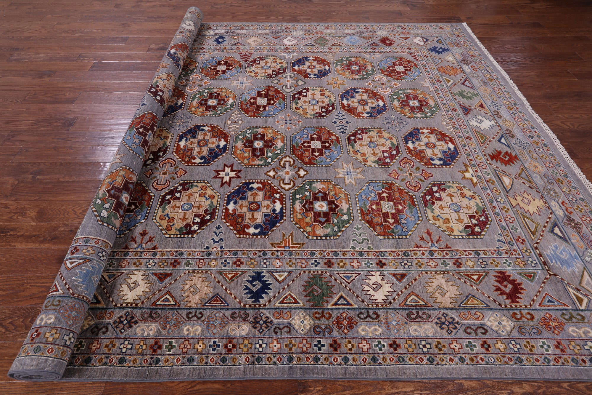Turkmen Ersari Hand Knotted Wool Rug - 8' 9" X 11' 8" - Golden Nile