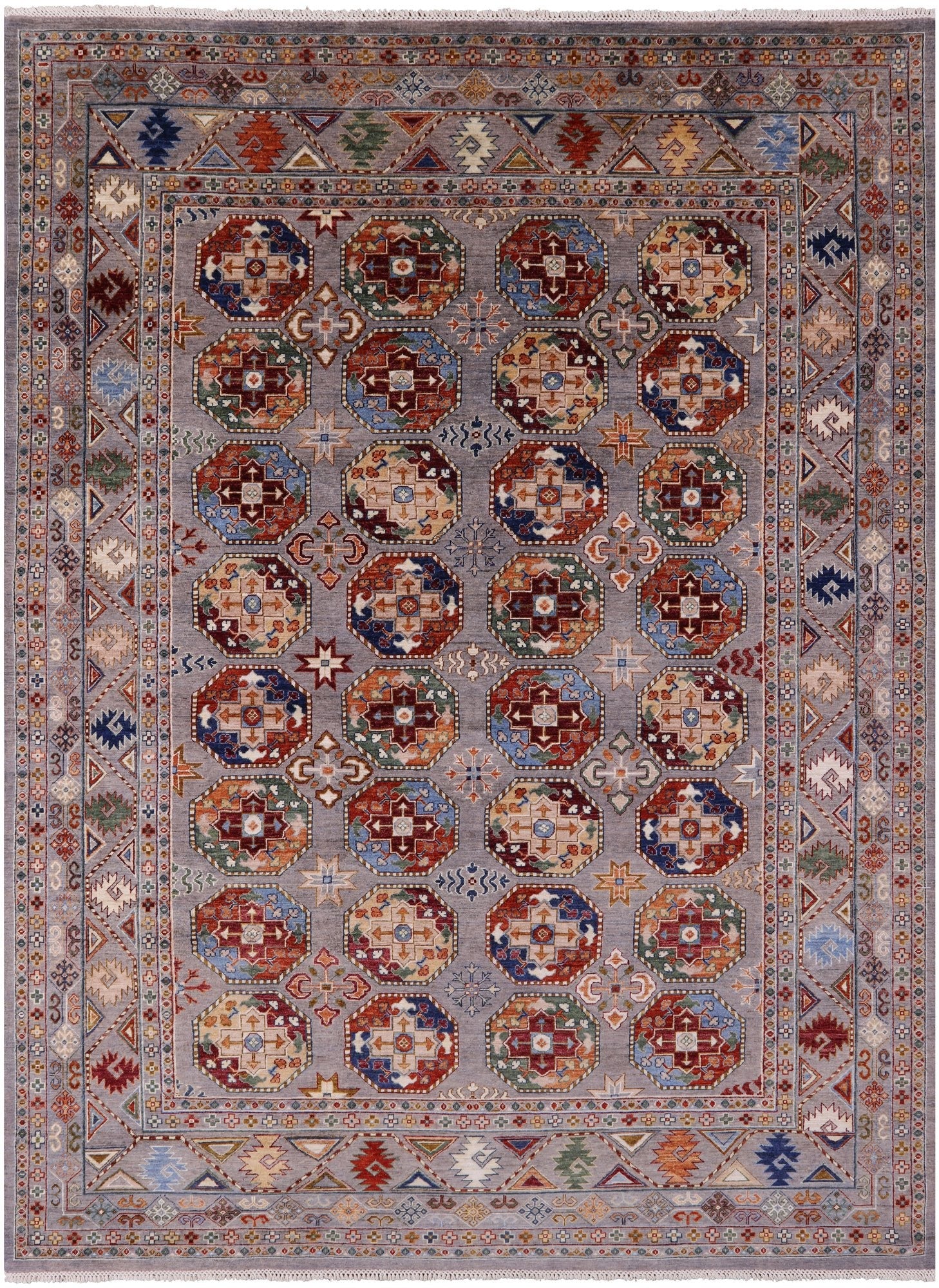 Turkmen Ersari Hand Knotted Wool Rug - 8' 9" X 11' 8" - Golden Nile