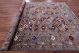 Grey Turkmen Ersari Hand Knotted Wool Rug - 8' 11" X 11' 9" - Golden Nile