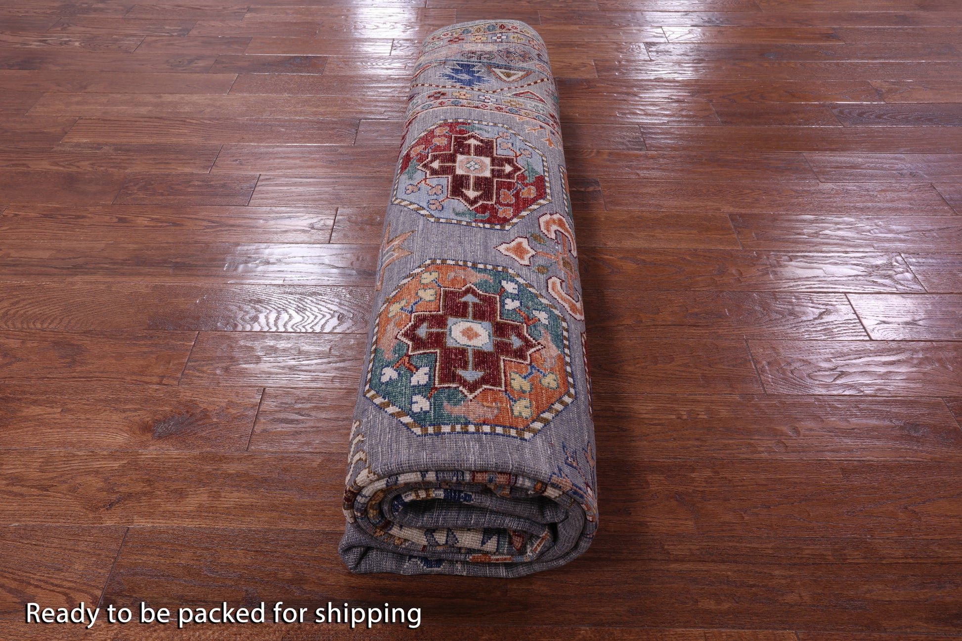 Grey Turkmen Ersari Hand Knotted Wool Rug - 8' 11" X 11' 9" - Golden Nile