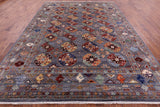 Grey Turkmen Ersari Hand Knotted Wool Rug - 8' 11" X 11' 9" - Golden Nile