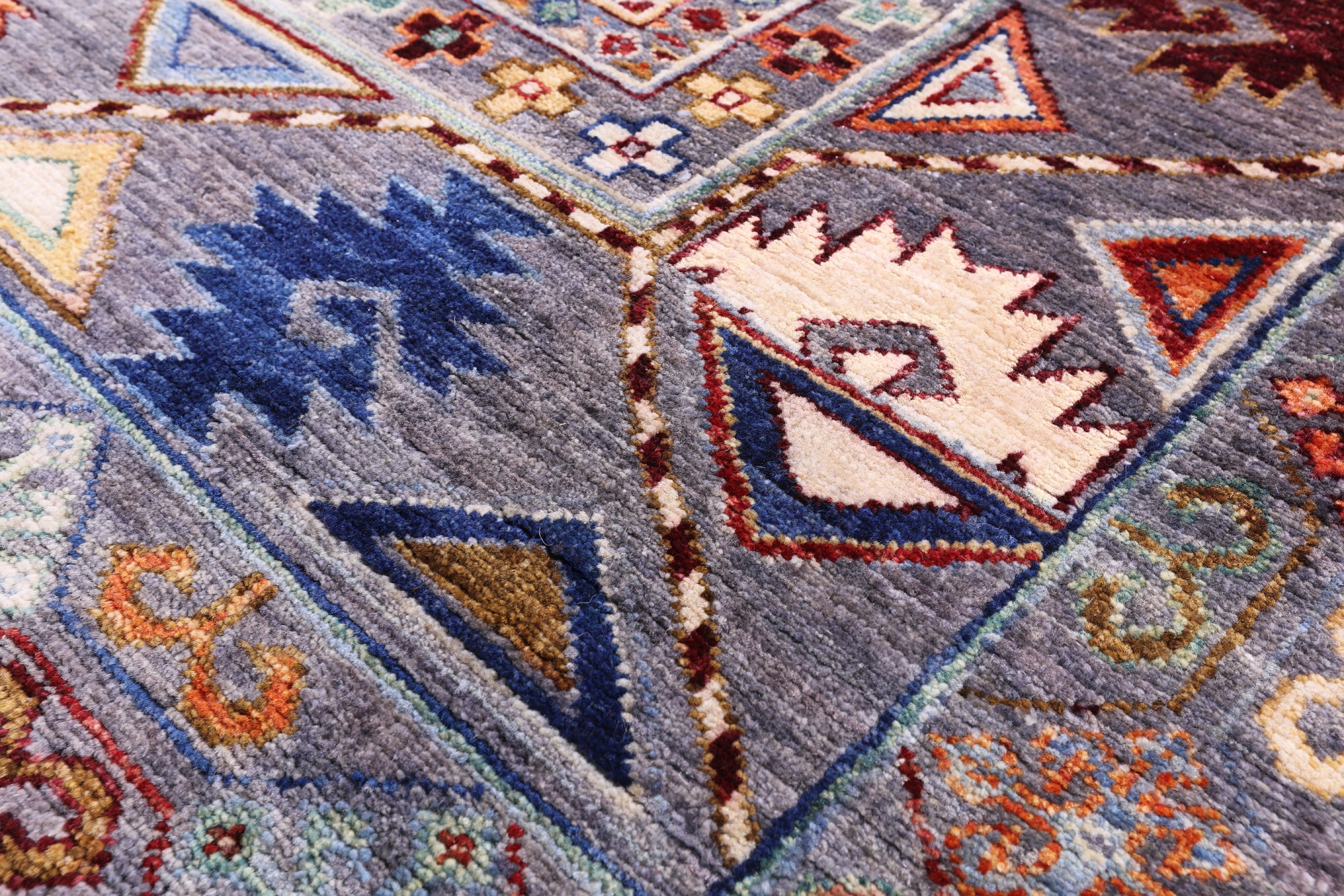 Grey Turkmen Ersari Hand Knotted Wool Rug - 8' 11" X 11' 9" - Golden Nile