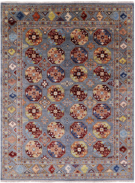 Turkmen Ersari Hand Knotted Wool Rug - 7' 10" X 9' 10" - Golden Nile