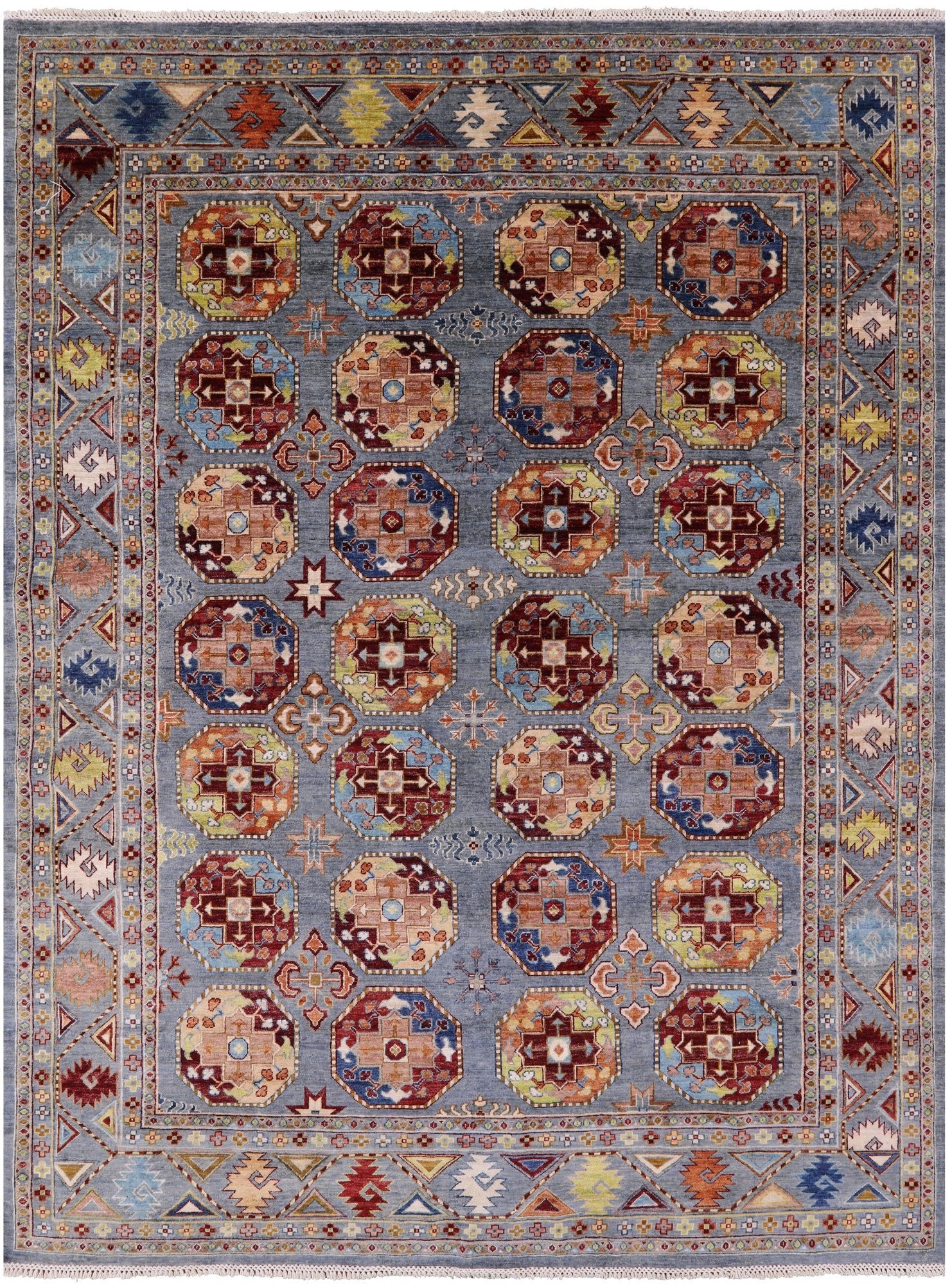 Turkmen Ersari Hand Knotted Wool Rug - 7' 10" X 9' 10" - Golden Nile