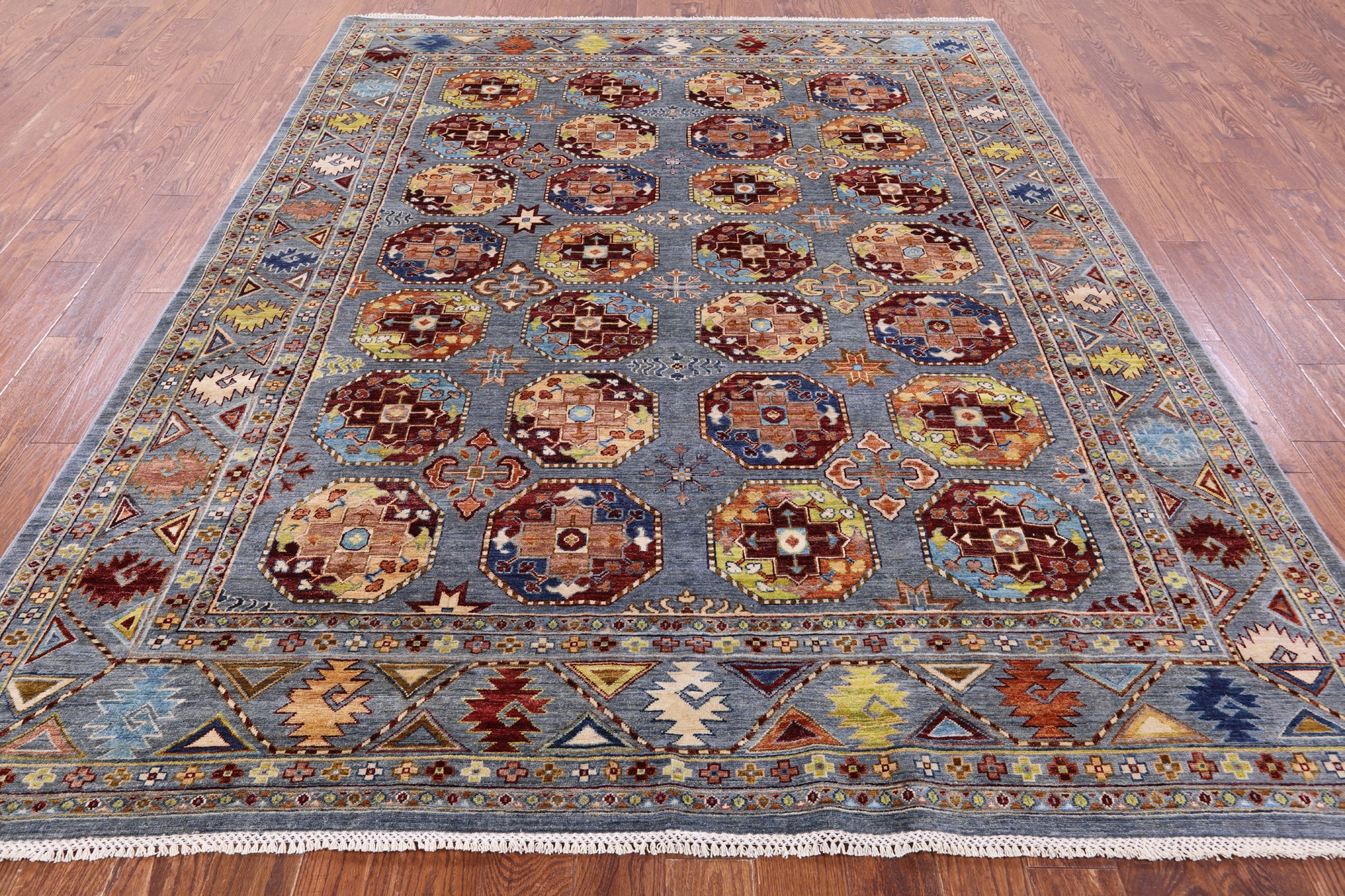 Turkmen Ersari Hand Knotted Wool Rug - 7' 10" X 9' 10" - Golden Nile