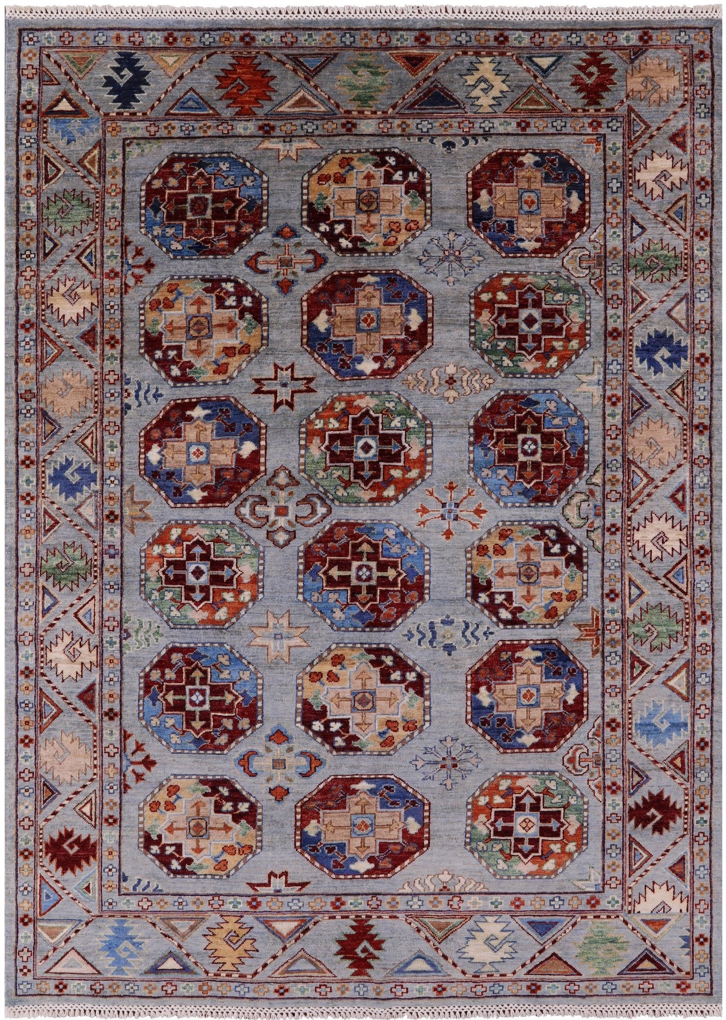 Turkmen Ersari Hand Knotted Wool Rug - 5' 7" X 7' 9" - Golden Nile