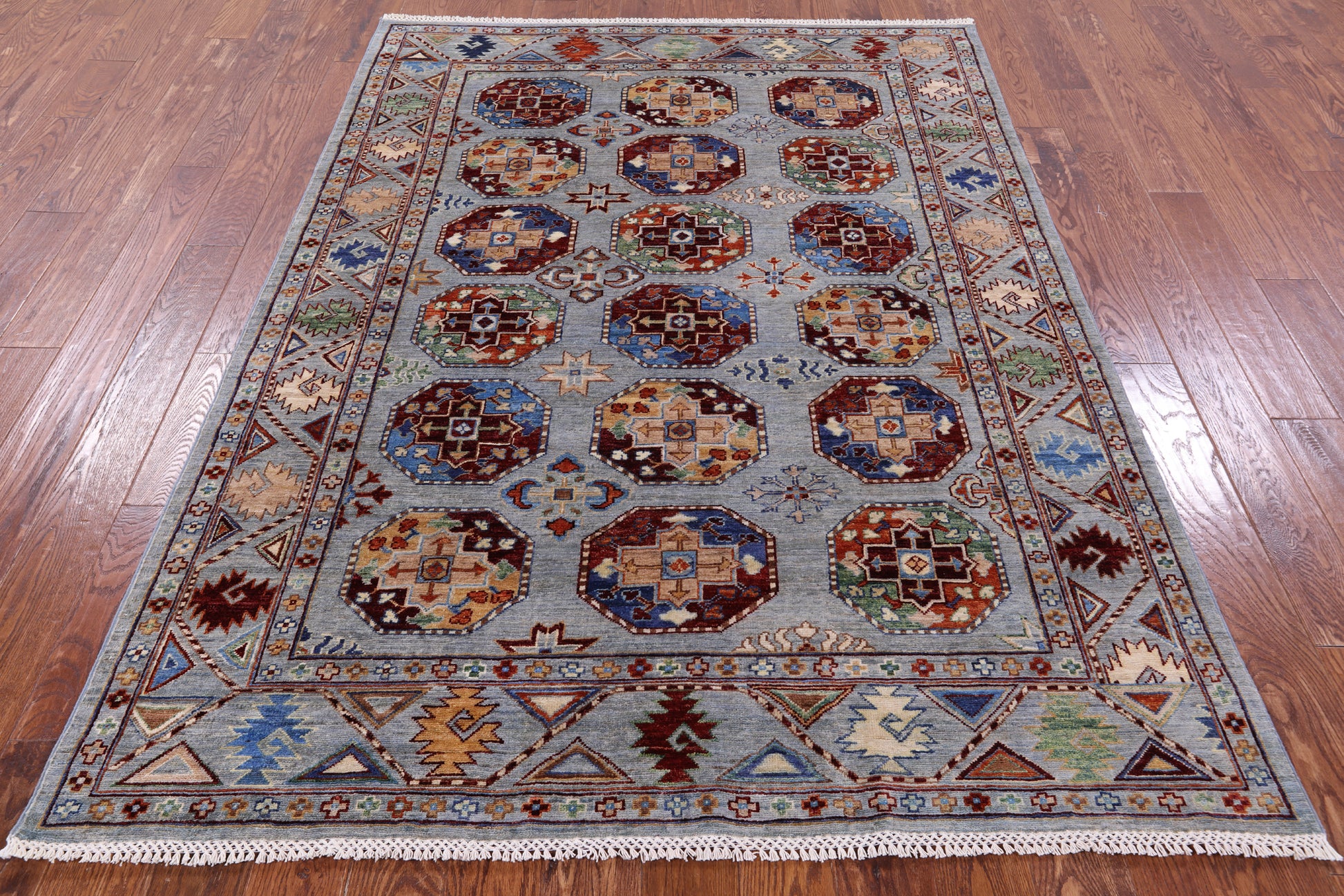 Turkmen Ersari Hand Knotted Wool Rug - 5' 7" X 7' 9" - Golden Nile