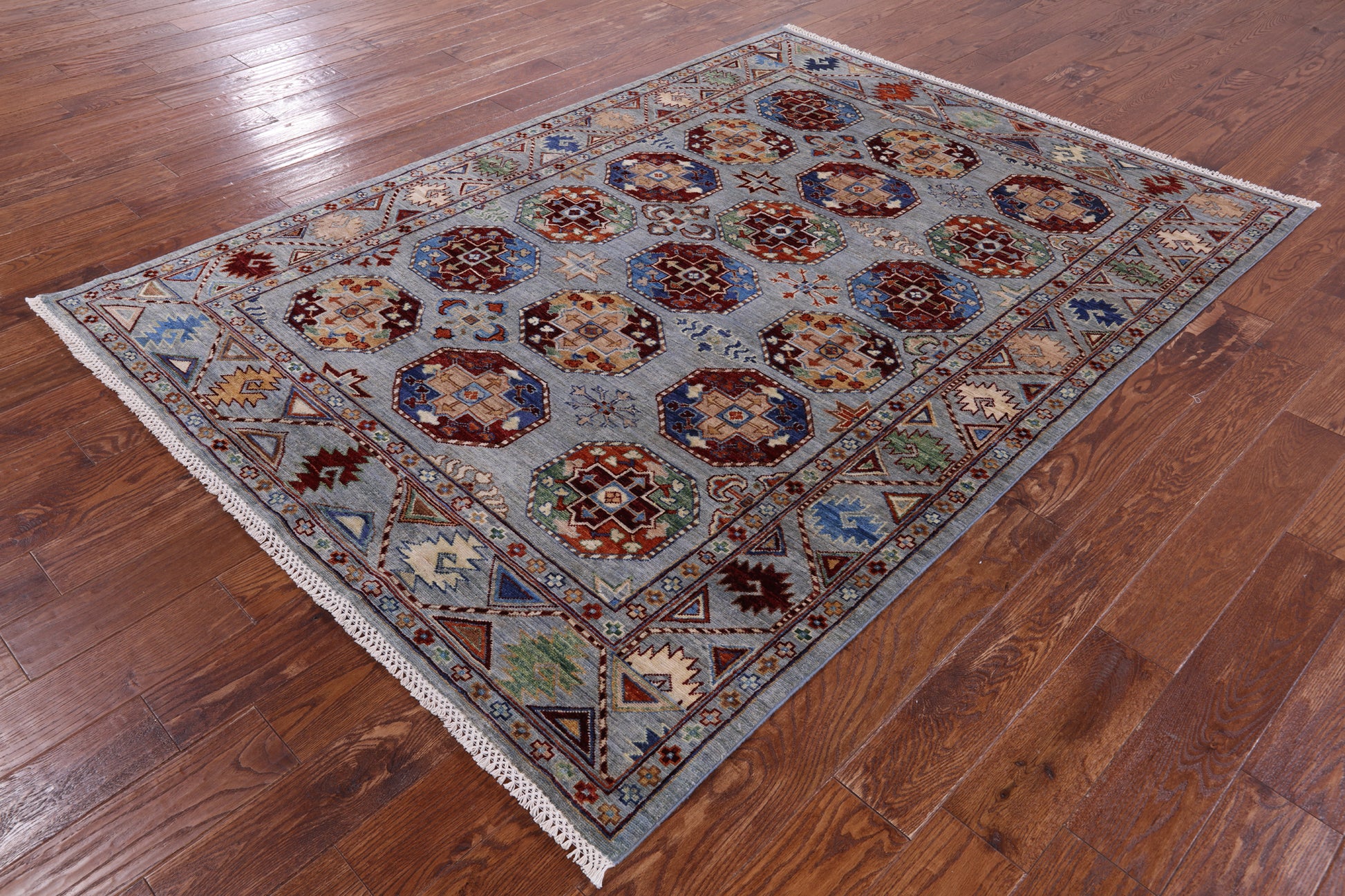 Turkmen Ersari Hand Knotted Wool Rug - 5' 7" X 7' 9" - Golden Nile