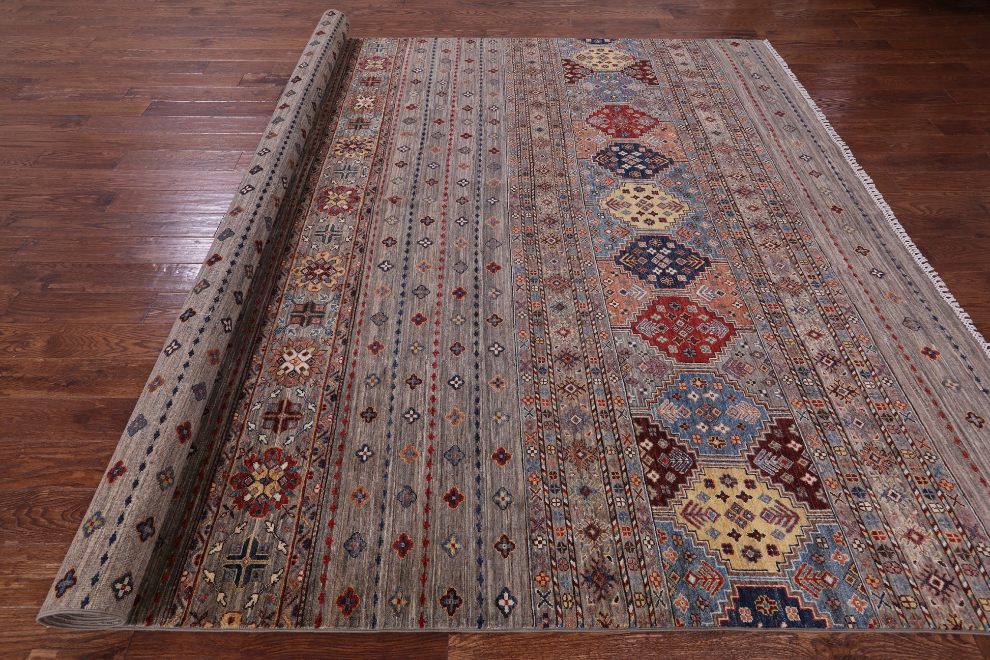 Khorjin Persian Gabbeh Hand Knotted Wool Rug - 8' 11" X 12' 3" - Golden Nile