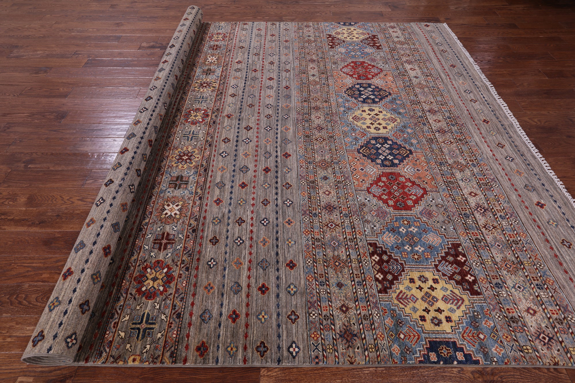 Khorjin Persian Gabbeh Hand Knotted Wool Rug - 8' 11" X 12' 3" - Golden Nile