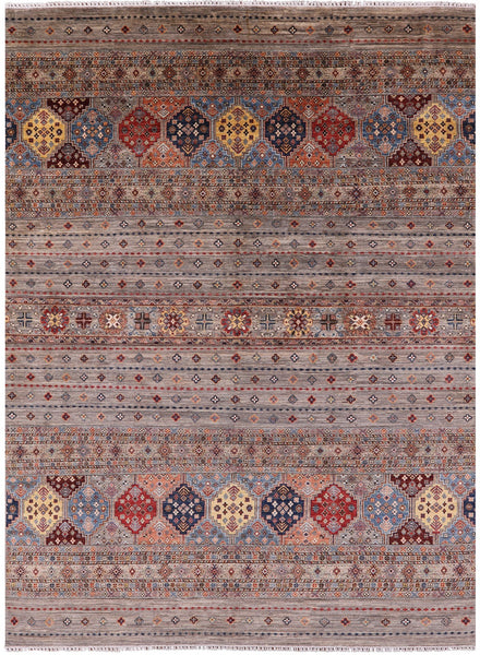 Khorjin Persian Gabbeh Hand Knotted Wool Rug - 8' 11" X 12' 3" - Golden Nile
