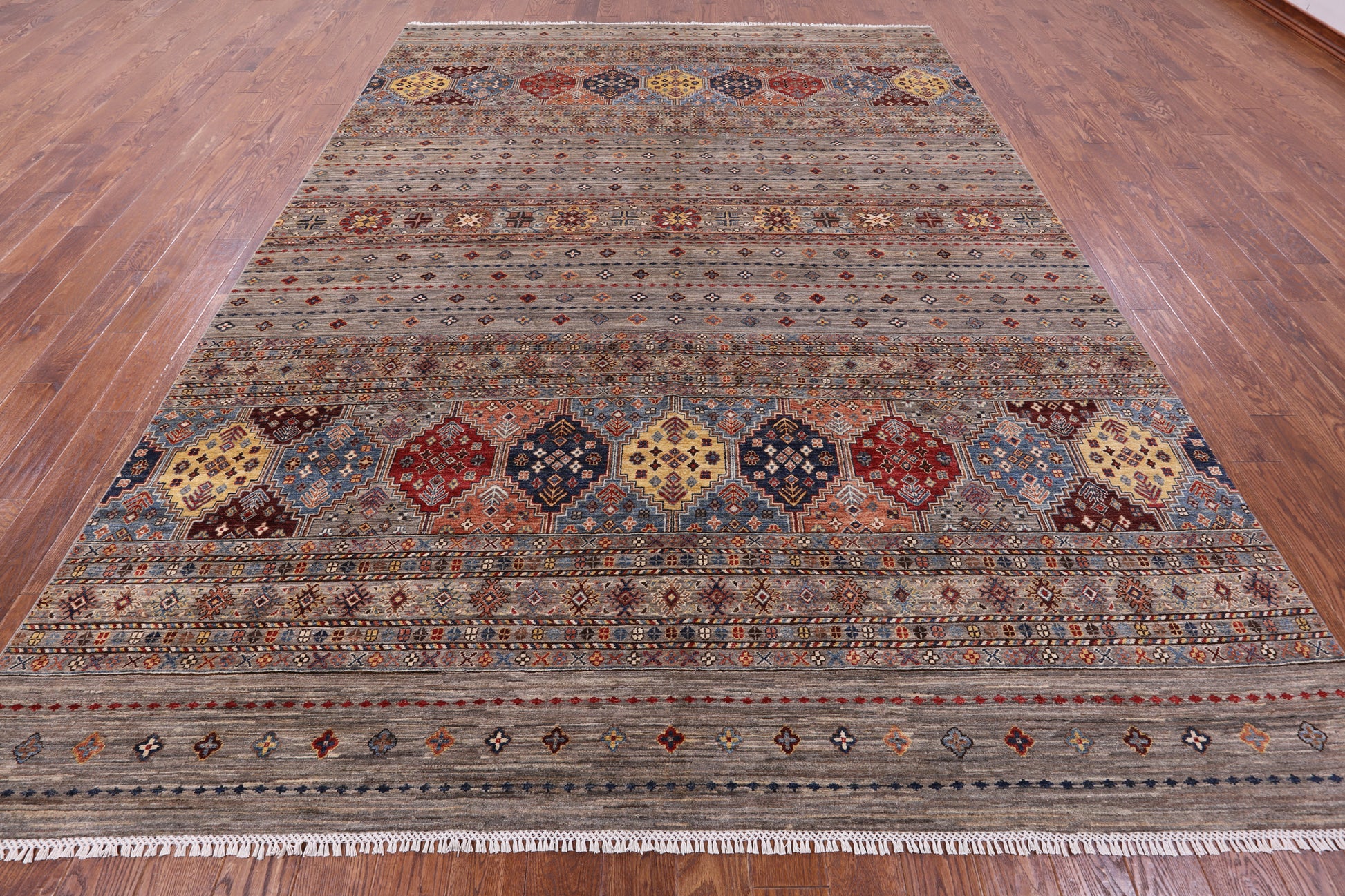 Khorjin Persian Gabbeh Hand Knotted Wool Rug - 8' 11" X 12' 3" - Golden Nile
