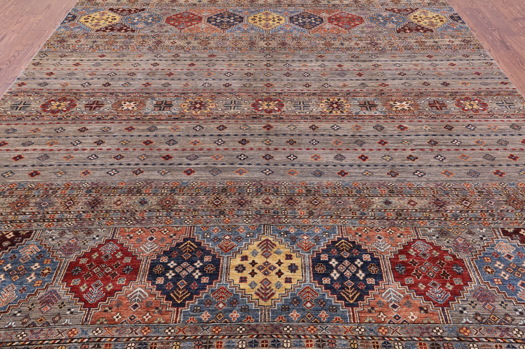 Khorjin Persian Gabbeh Hand Knotted Wool Rug - 8' 11" X 12' 3" - Golden Nile