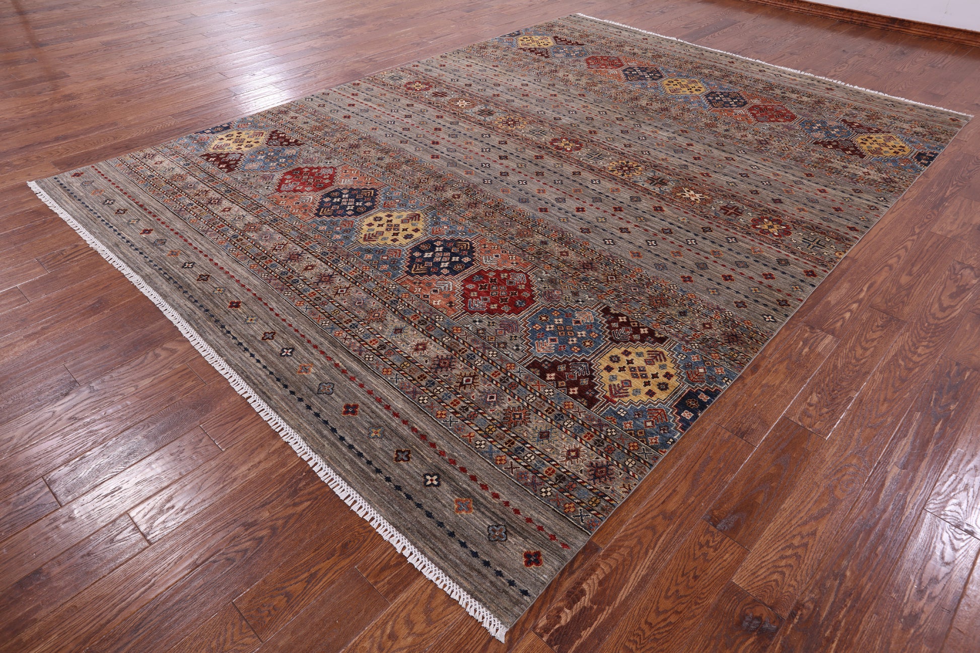 Khorjin Persian Gabbeh Hand Knotted Wool Rug - 8' 11" X 12' 3" - Golden Nile