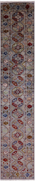 Gret Turkmen Ersari Handmade Wool Runner Rug - 2' 6" X 13' 10" - Golden Nile