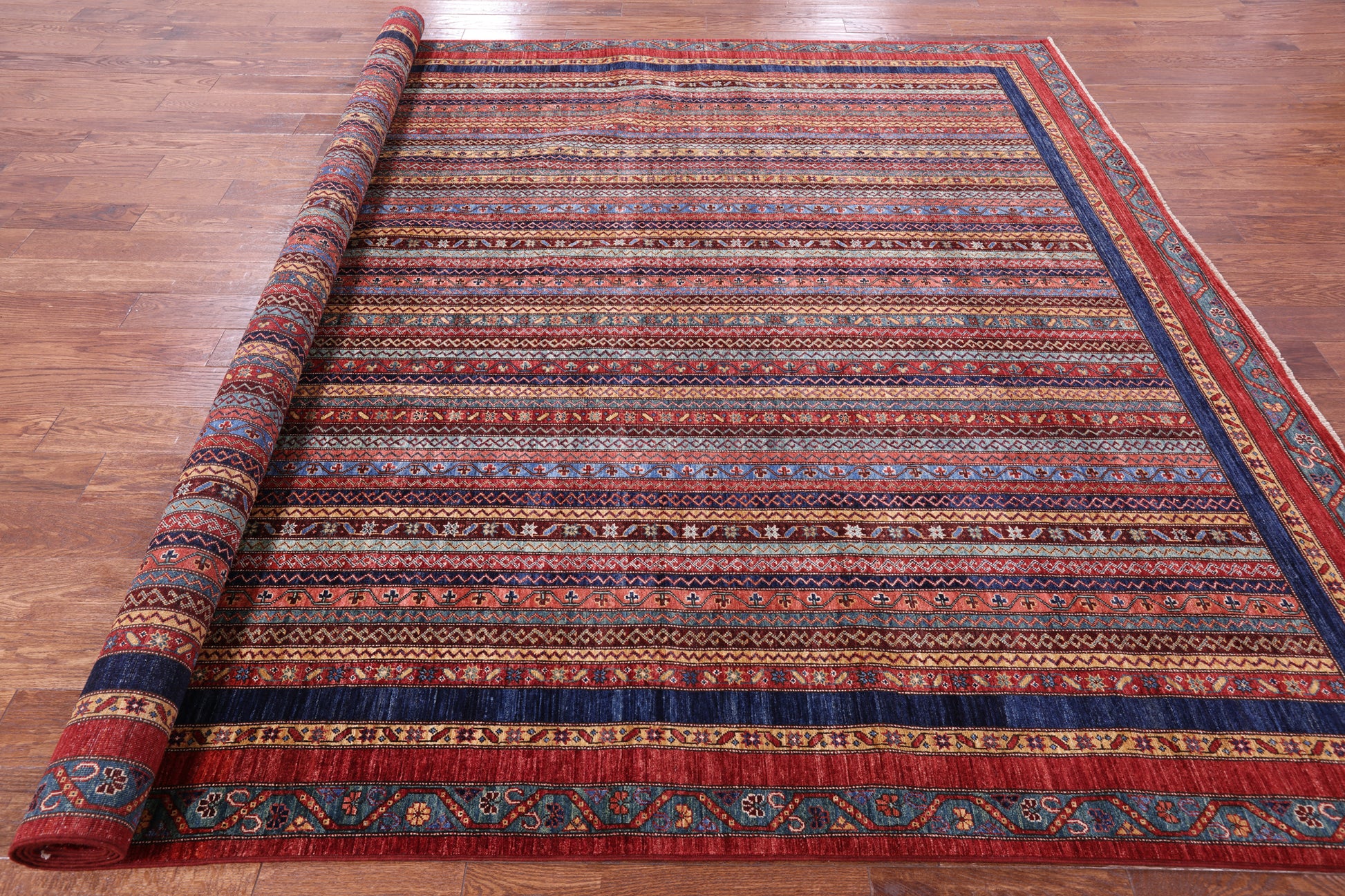 Shall Persian Gabbeh Hand Knotted Wool Rug - 8' 11" X 11' 6" - Golden Nile