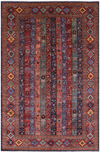 Shall Persian Gabbeh Hand Knotted Wool Rug - 5' 10" X 8' 9" - Golden Nile