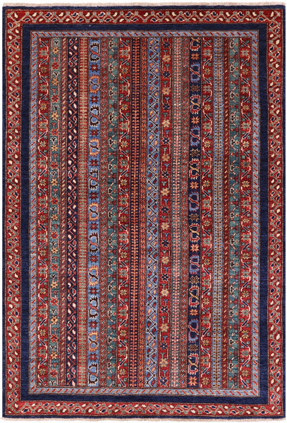Shall Persian Gabbeh Handmade Wool Rug - 4' 2" X 5' 11" - Golden Nile