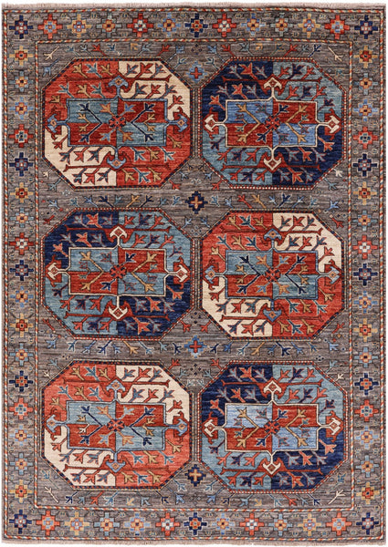 Turkmen Ersari Handmade Wool Rug - 4' 3" X 6' 0" - Golden Nile